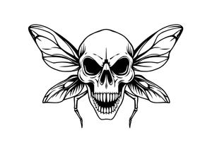 skull flies bug weird tattoo idea