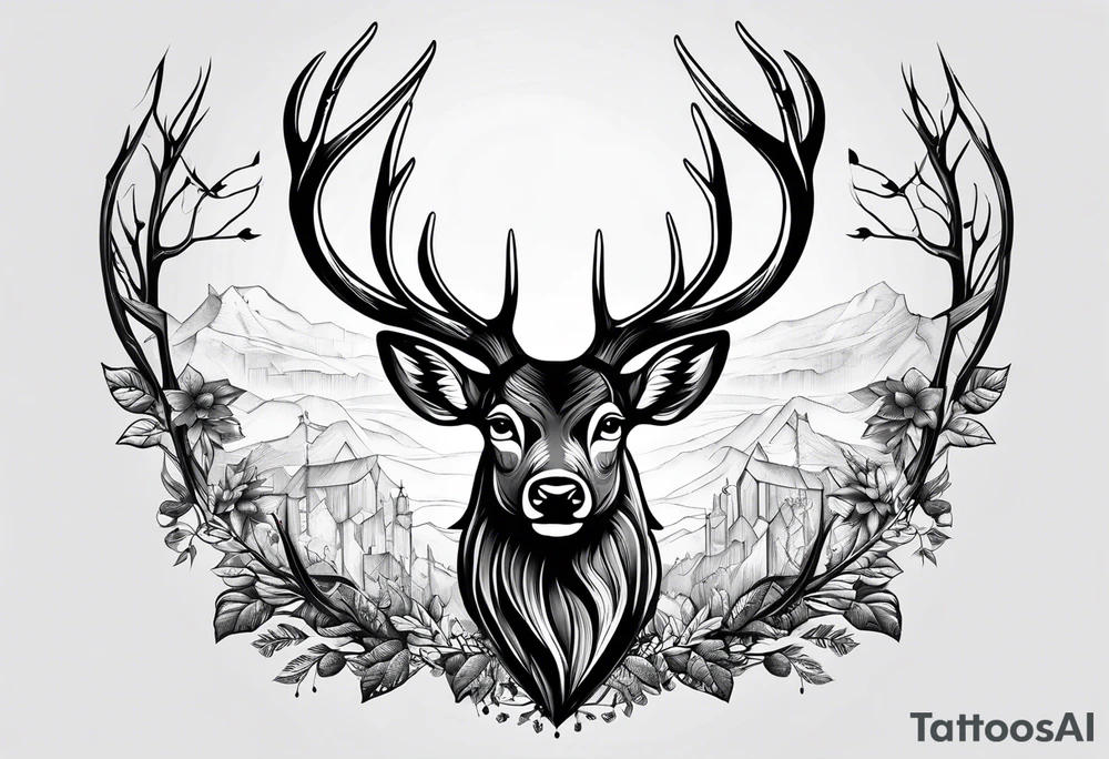 Recurve bow and arrow, deer tattoo idea