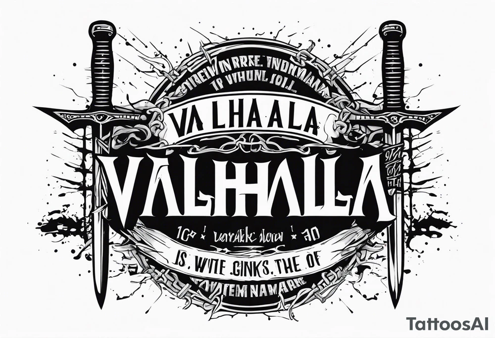 valhalla barb wire swords tattoo idea