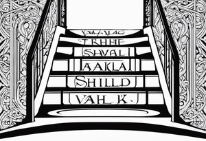 Valhalla sheild sword stairs tattoo idea