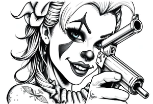 Payasa Clown Girl Gun tattoo idea