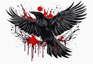 Black ravens closing its wings and dripped in blood tattoo idea