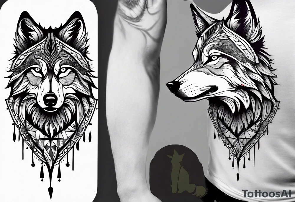 Trippy Wolf tattoo idea