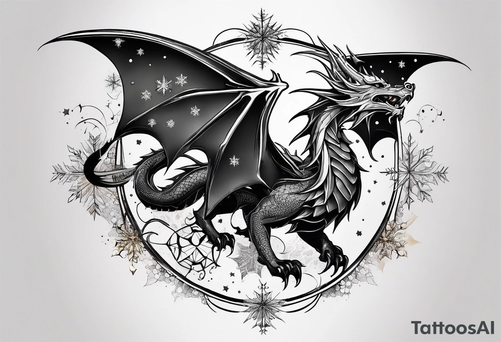 Constellation, dragon,snowflake tattoo idea
