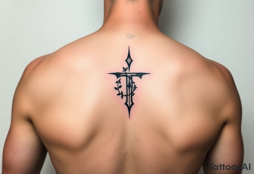 Matching/ connecting tattoos:
Use them as part of the overall shape or structure of the design, like incorporating the letter "J" into a vine or "T" into a stone crack. tattoo idea