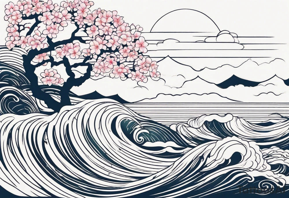 minimalistic calm sea background tattoo idea
