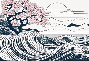 minimalistic calm sea background tattoo idea