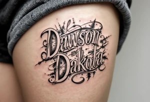 Dawson and Dakota names integrated tattoo idea