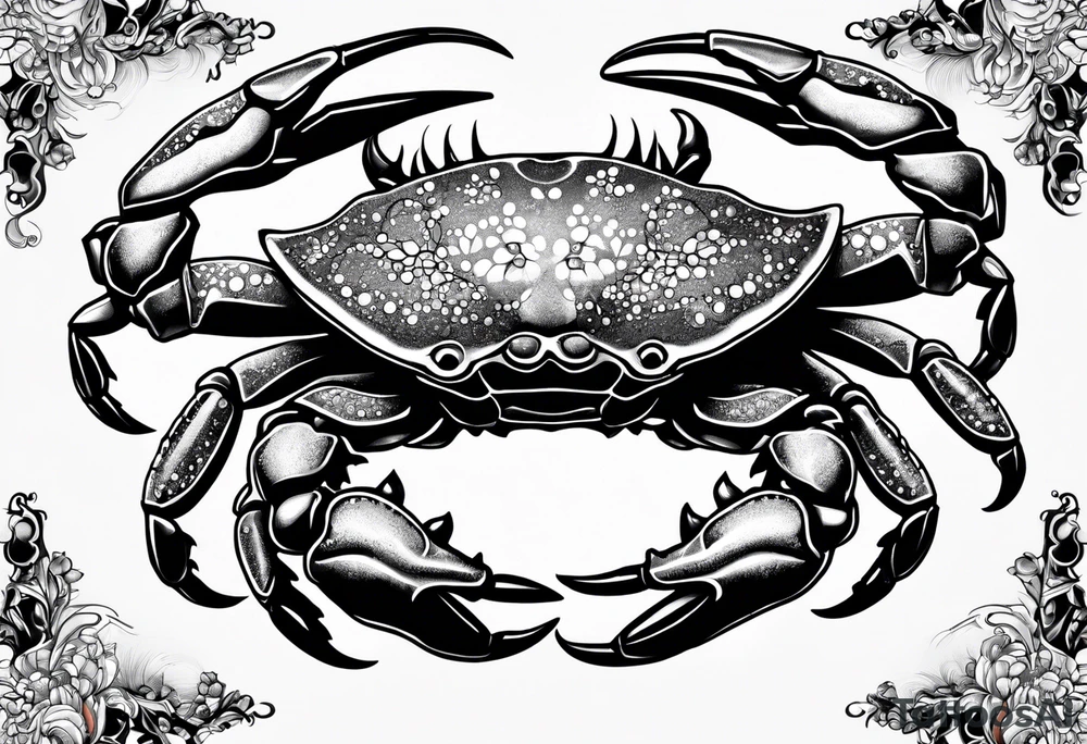 Crab con numero 69 nelle chele tattoo idea