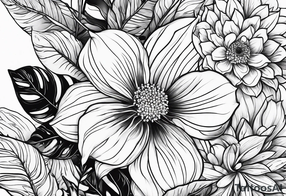 Plants outlines tattoo idea