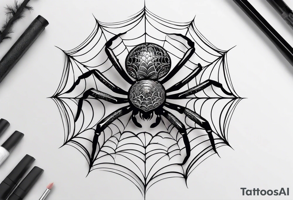 spider 3d tattoo idea