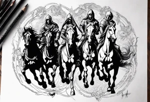 Four horseman of the apocalypse going up and down tattoo idea