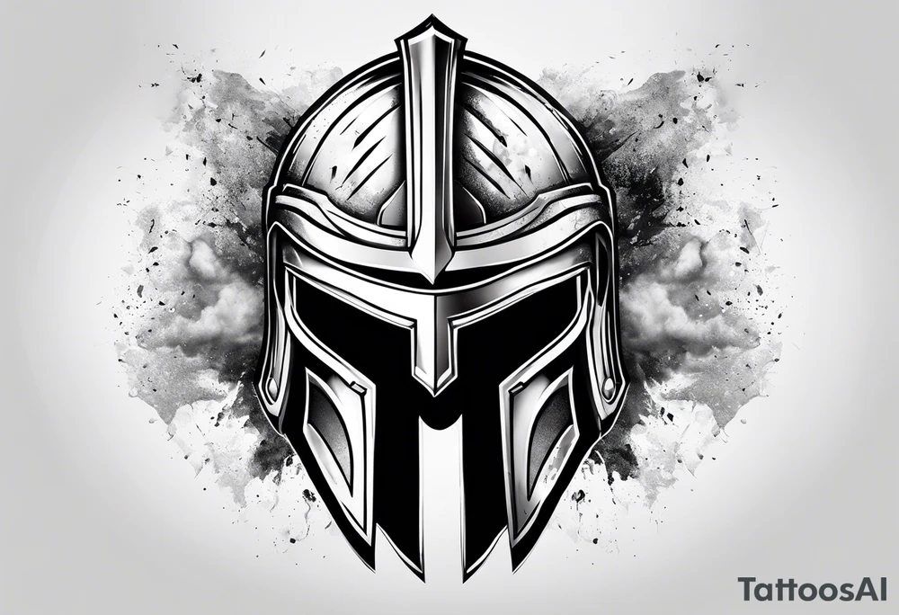 Spartan helmet with mist around tattoo idea