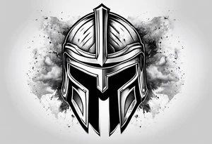 Spartan helmet with mist around tattoo idea
