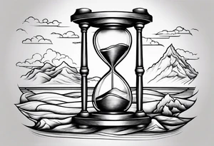 hourglass grandfather memorial sunset simple design tattoo idea