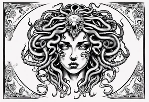 Powerful lusty Medusa no eyes tattoo idea