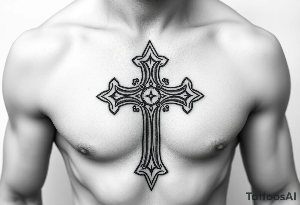 Gothic style cross gangster style tattoo idea