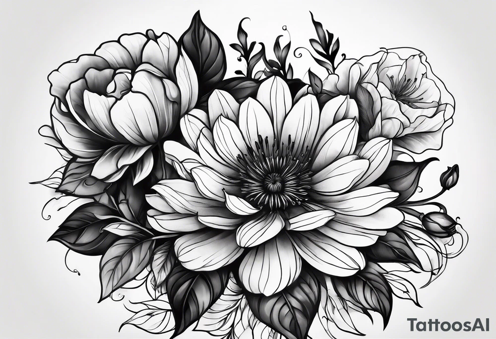 Black flowers tattoo idea