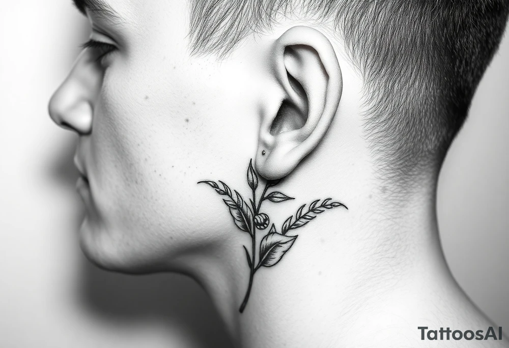 herbal tattoo for the outer edge of the ear (helix) tattoo idea