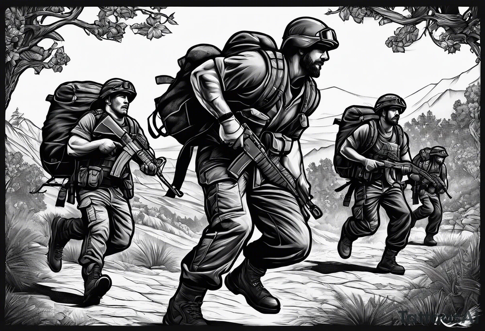 Rucking, brotherhood, shadows, fitness, GrowRuck tattoo idea