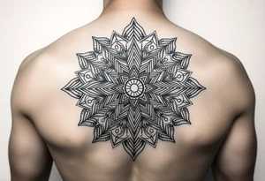 intricate mandala with sacred geometry and cosmic elements tattoo idea