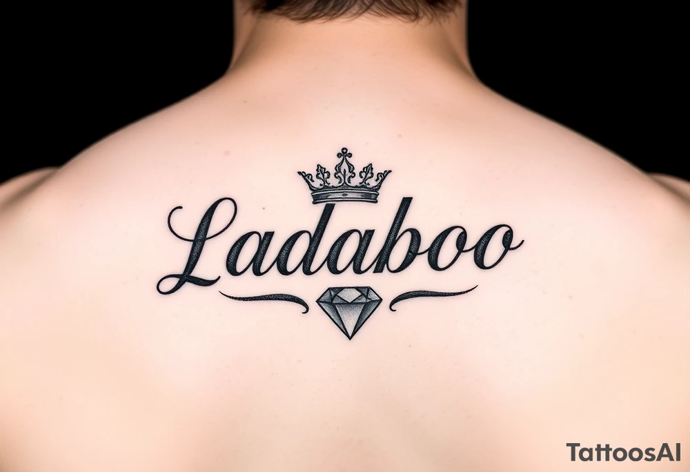 the name ladaboo with a crown and a diamond tattoo idea