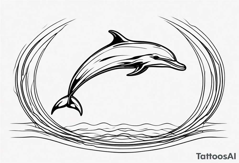 A thin outline of a dolphin without any fill. Just the outer lines only. tattoo idea