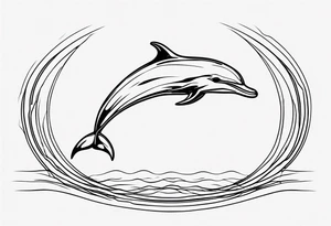 A thin outline of a dolphin without any fill. Just the outer lines only. tattoo idea