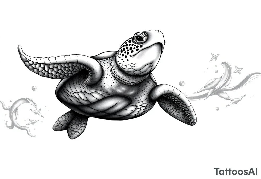 Majestic Sea turtle in the ocean tattoo idea