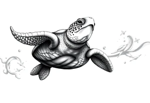 Majestic Sea turtle in the ocean tattoo idea