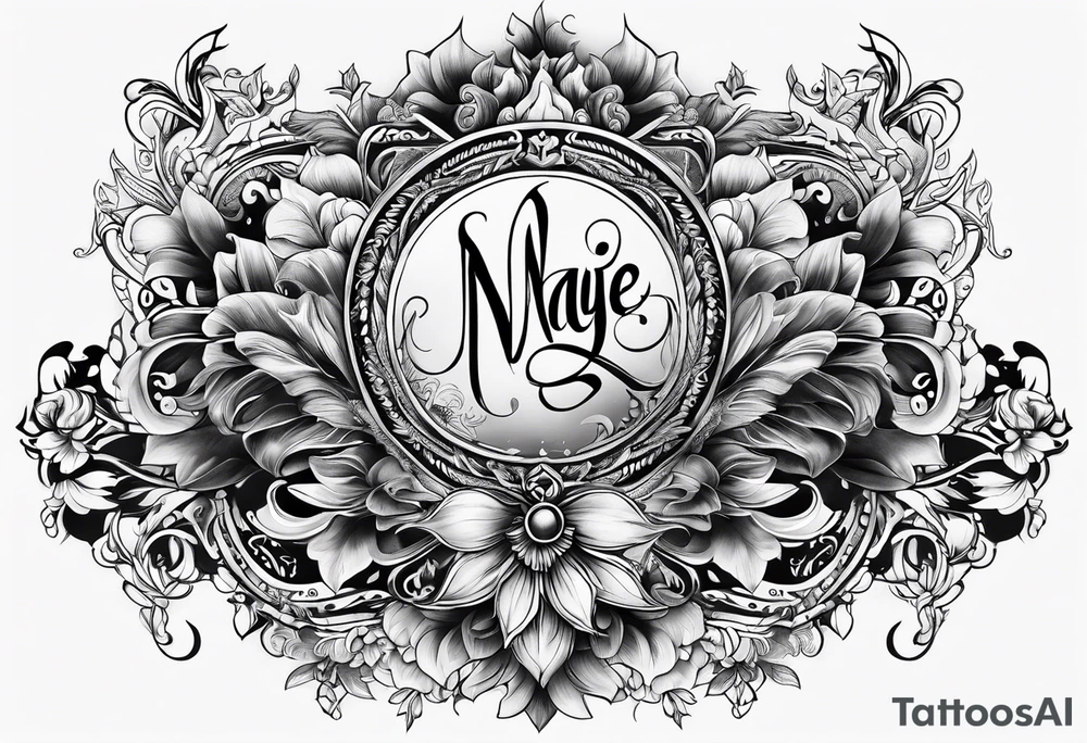NAJE in edwardian script surrounded by symmetrical smoke tattoo idea NAJE in edwardian script surrounded by symmetrical smoke tattoo idea