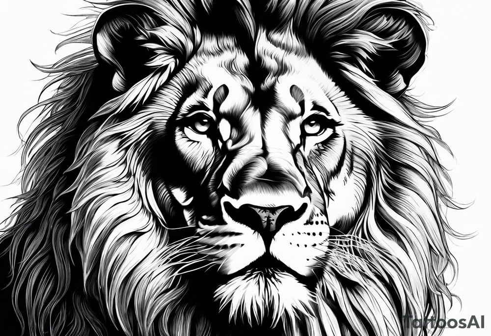 powerful majestic lion, close-up tattoo idea