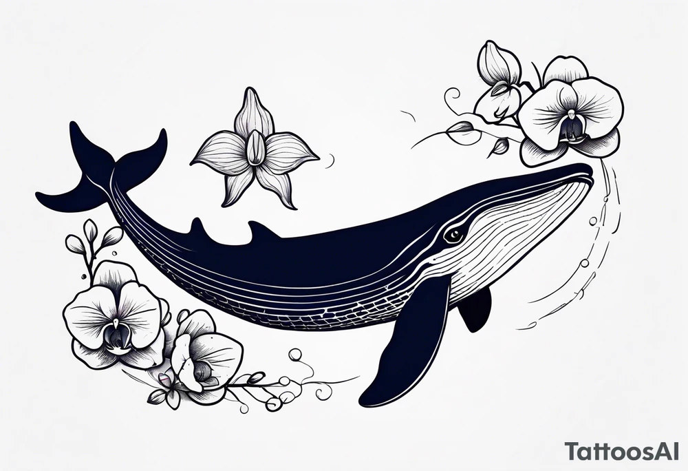An anchor and orchids and a humpback whale tattoo idea