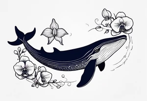 An anchor and orchids and a humpback whale tattoo idea