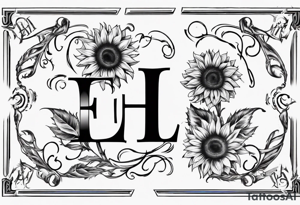 combining the letters E and H with a sunflower image tattoo idea combining the letters E and H with a sunflower image tattoo idea