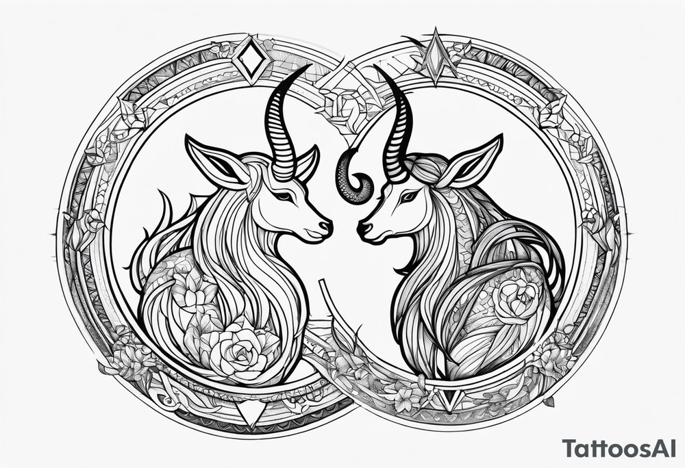 Couple's tattoos capricorn and aquarius uniting tattoo idea Couple's tattoos capricorn and aquarius uniting tattoo idea