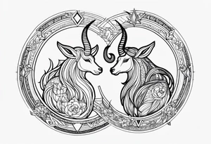 Couple's tattoos capricorn and aquarius uniting tattoo idea