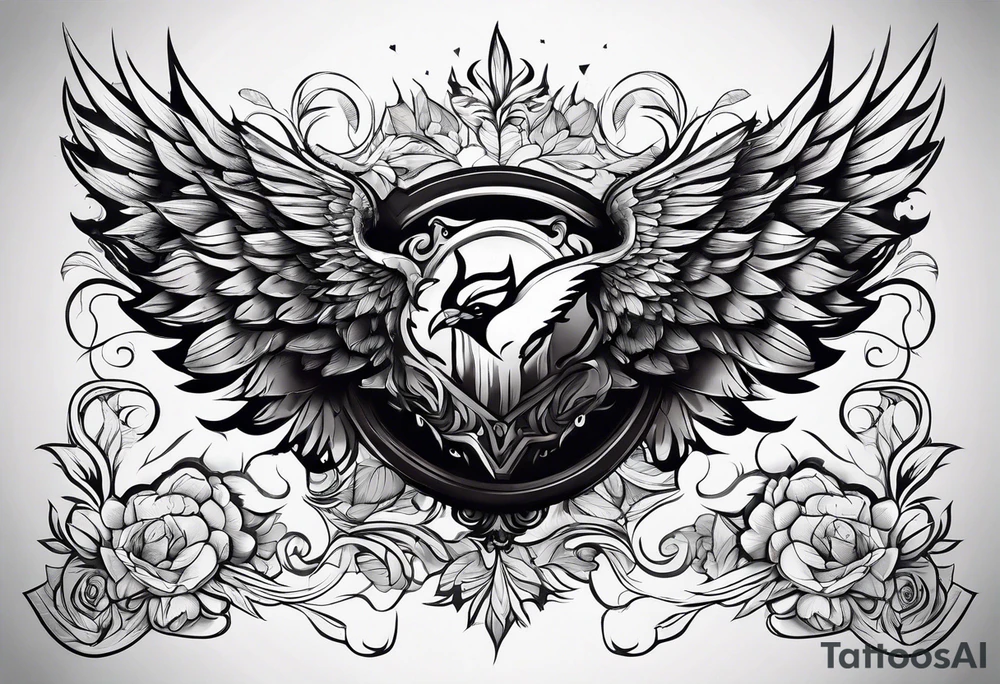 wings of various elements tattoo idea