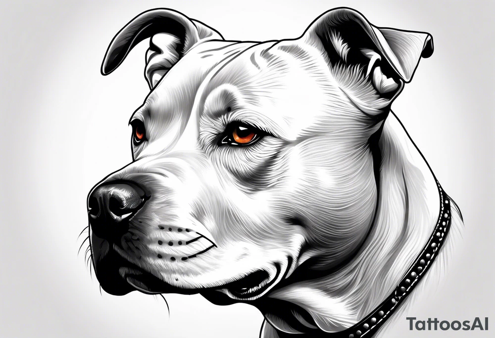 white pitbull pointed ears, paw tattoo idea