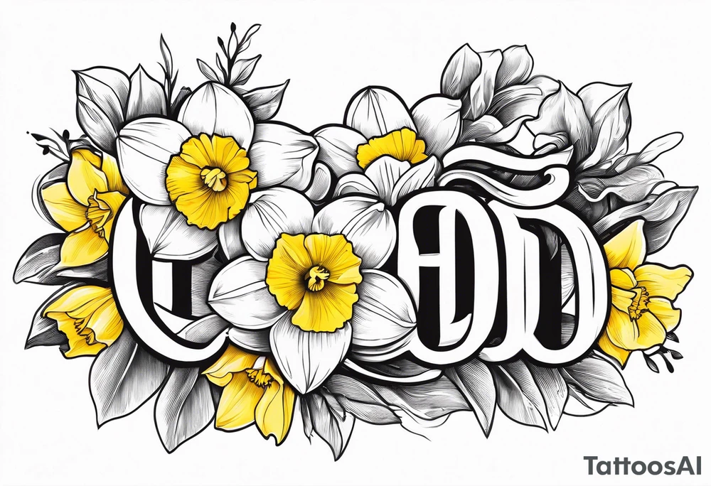 Daffodil birth flower chain tattoo idea