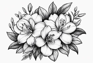 Azalea flowers, Fine-line, dark shading tattoo idea