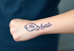 Infinity symbol with the name's Mia and Austin tattoo idea