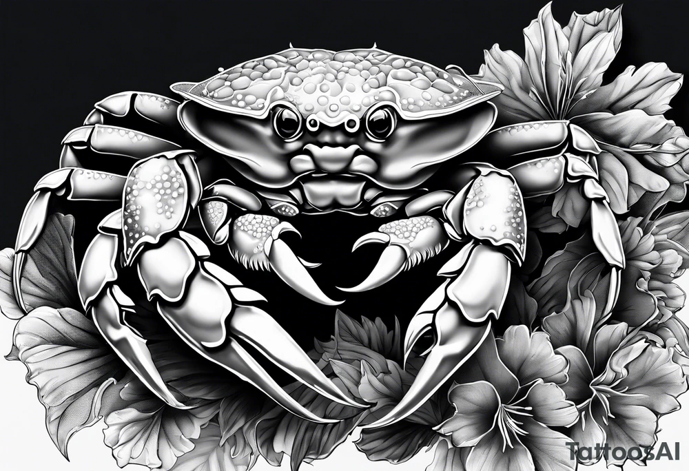 Crabs en blanco en negro con numero 69 tattoo idea