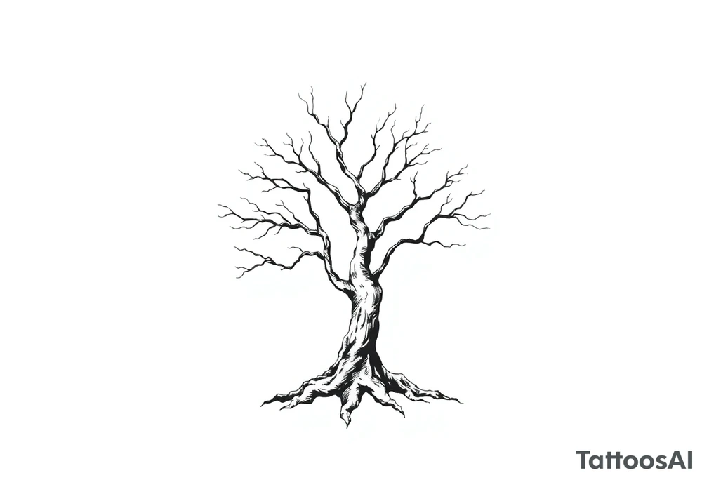 minimalist tree tattoo with 6 branches tattoo idea