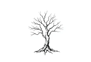 minimalist tree tattoo with 6 branches tattoo idea