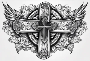 Western tattoo with a cross in the middle tattoo idea