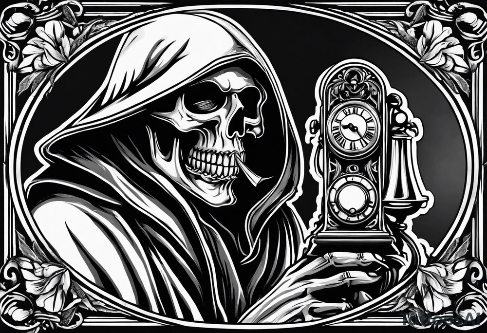 Grim reaper talking on a telephone tattoo idea