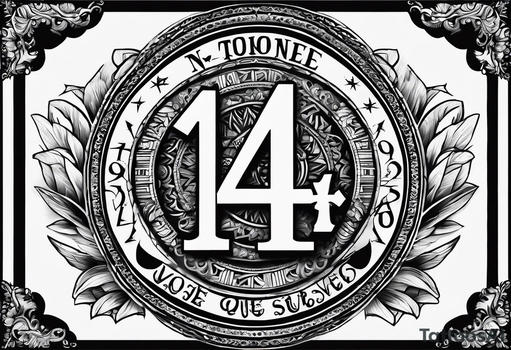 The number 44, around it the text “no one survive” tattoo idea The number 44, around it the text “no one survive” tattoo idea