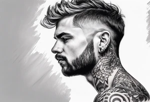 Tattoo artist very short hair man tattoo idea