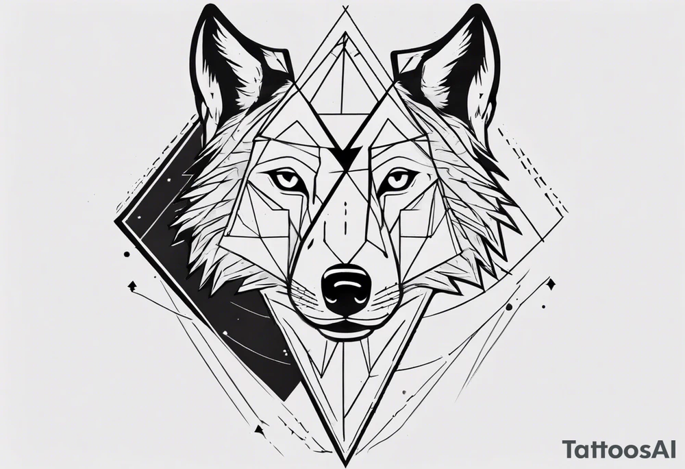 wolf head with triangle in the background tattoo idea